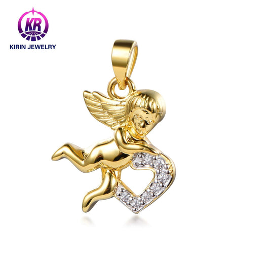 14K & 18K Gold cupid Angel Wing Pendant necklaces baby angel women jewelry angel necklace gold Kirin Jewelry