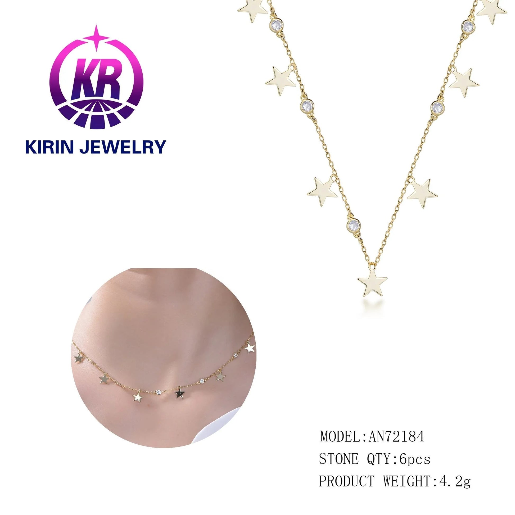 14K Gold Star Necklaces Chain Jewelry Accessories for Women Girls 925 Sterling Silver 14K Solid Gold Tiny Stars Pendant Necklace Kirin Jewelry