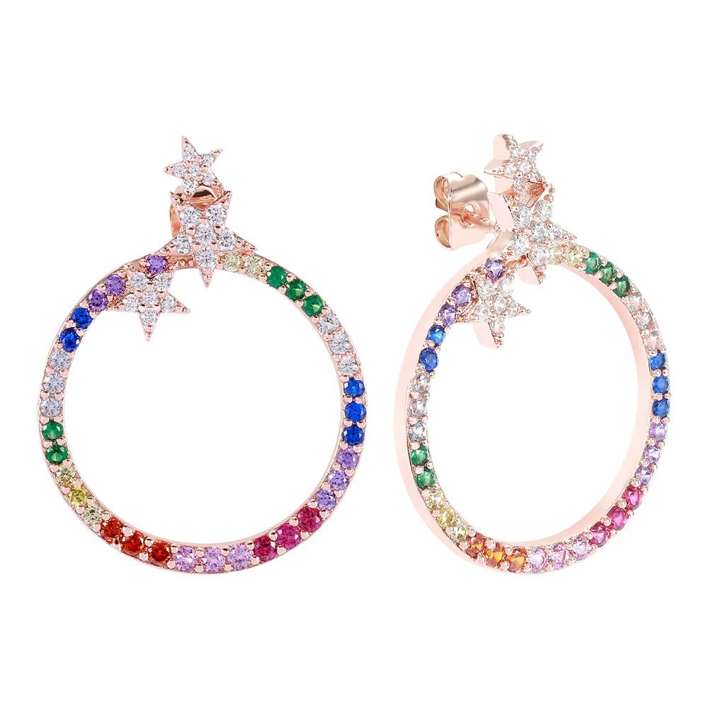 14k 18k gold hoop earrings custom logo 925 cz hoop earrings rose gold filled rainbow hoop earrings Kirin Jewelry
