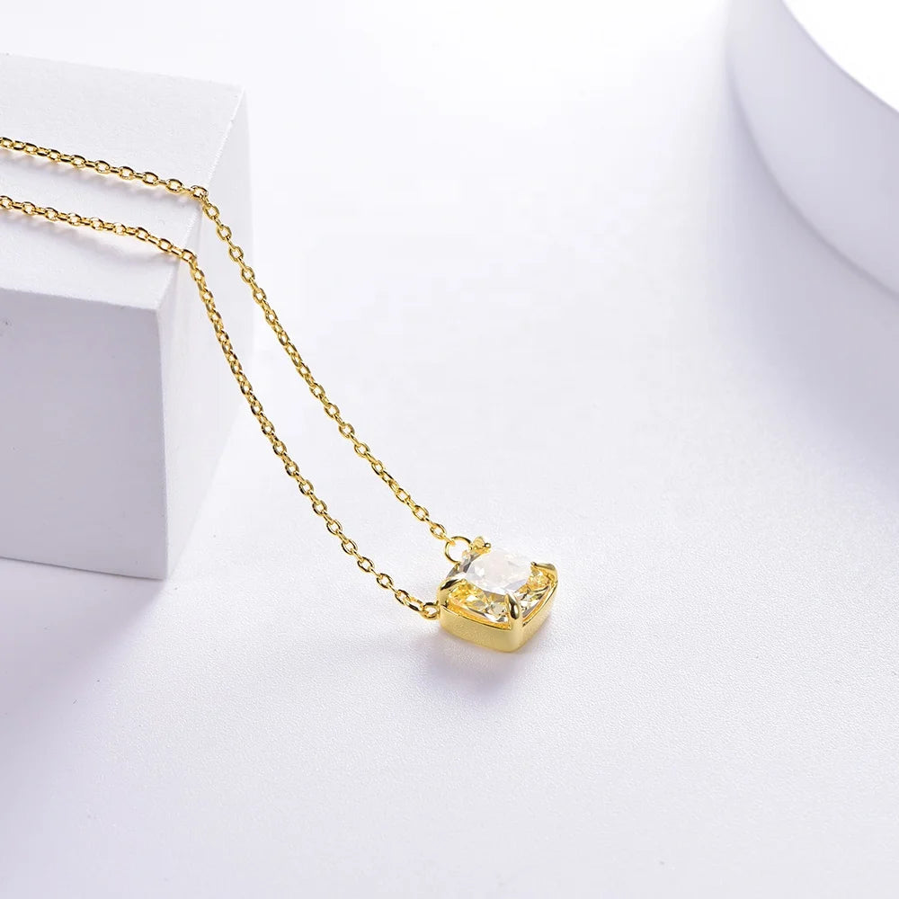 14k gold jewelry necklace 18k gold chain link necklace yellow stone AAA zircon canary diamond necklace Hip Hop Jewelry 14k Gold Necklace 18K Gold Plated Pendant Iced Out Yellow CZ Diamond Chain Necklace Kirin Jewelry