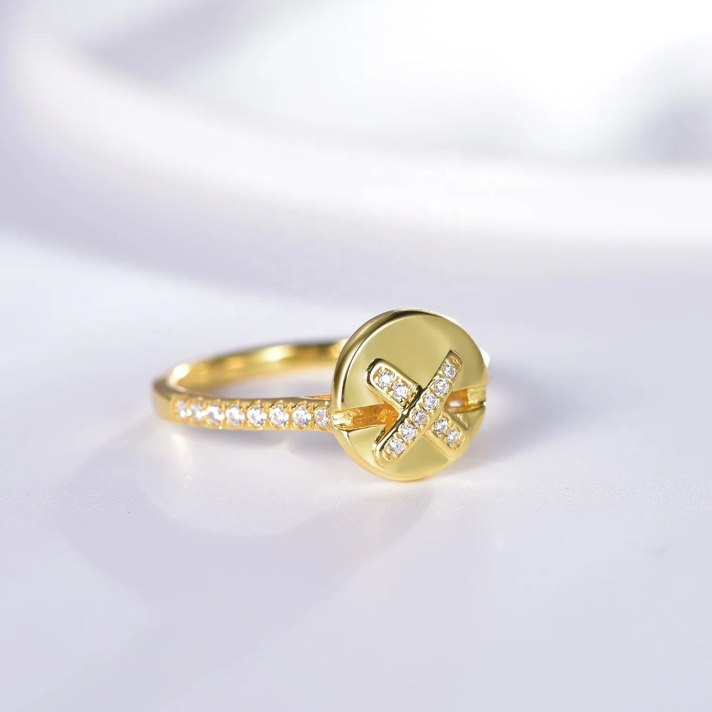 14k gold plated non tarnish rings 18k gold plated rings letter gold plated classical simple diamond rings Kirin Jewelry