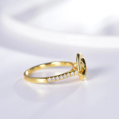 14k gold plated non tarnish rings 18k gold plated rings letter gold plated classical simple diamond rings Kirin Jewelry