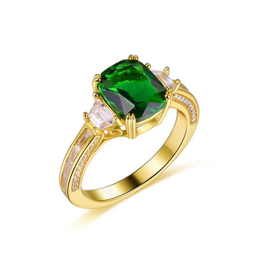 fashion 925 Sterling Silver Gold Plated Emerald Engagement Rings Kirin Jewelry