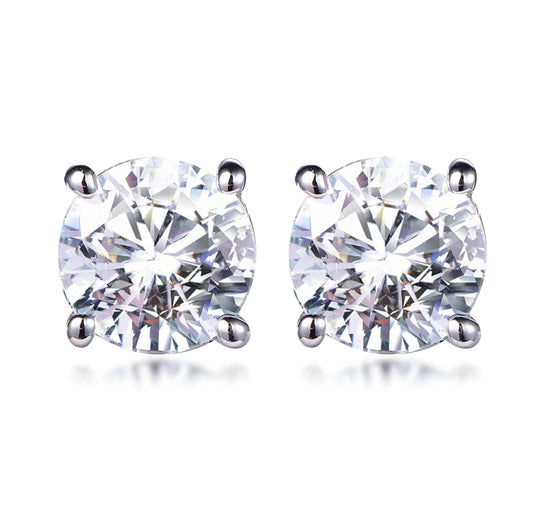 18K White Gold D Color Moissanite Earrings Studs for Women 925 Sterling Silver Moissanite Stud Earrings Kirin Jewelry