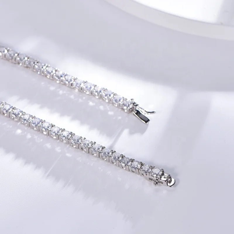 18K White Gold Plated Chain Necklace Cubic Zirconia Classic Tennis Necklace Lab Grown Diamond Tennis Necklace Kirin Jewelry