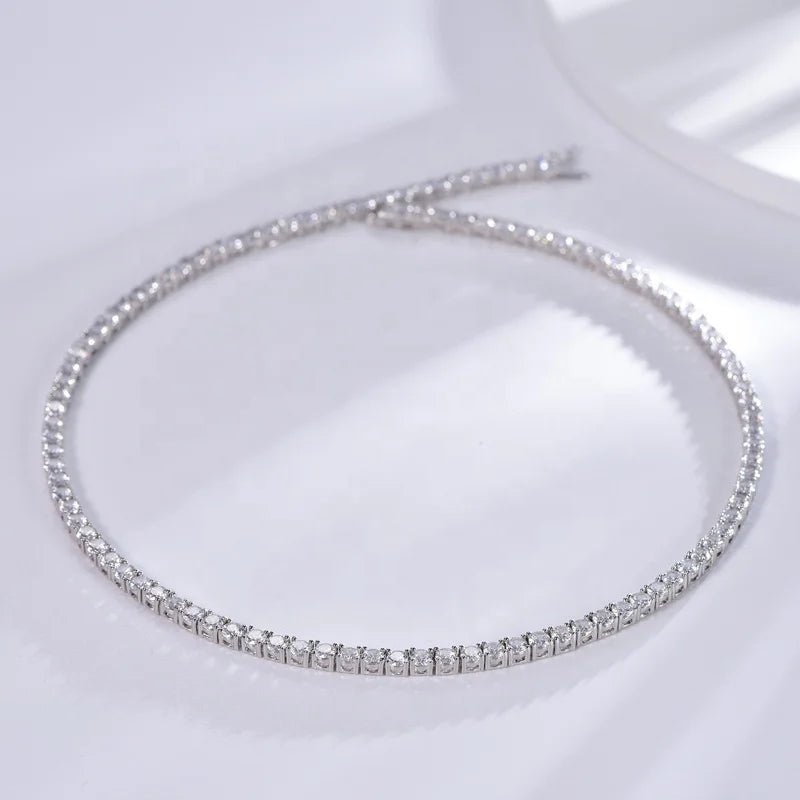 18K White Gold Plated Chain Necklace Cubic Zirconia Classic Tennis Necklace Lab Grown Diamond Tennis Necklace Kirin Jewelry