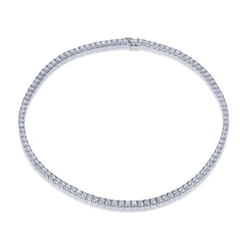 18K White Gold Plated Chain Necklace Cubic Zirconia Classic Tennis Necklace Lab Grown Diamond Tennis Necklace Kirin Jewelry