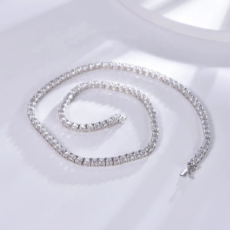 18K White Gold Plated Chain Necklace Cubic Zirconia Classic Tennis Necklace Lab Grown Diamond Tennis Necklace Kirin Jewelry