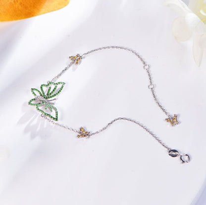 18K gold gemstone bracelet butterfly with champagne emerald diamond_KB40811 Kirin Jewelry
