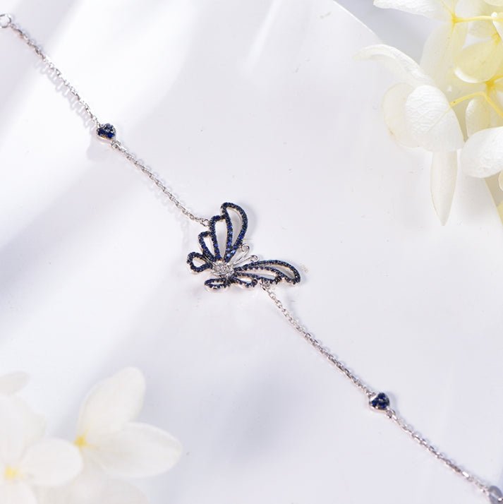 18K gold gemstone bracelet butterfly with sapphire diamond_KB40810 Kirin Jewelry