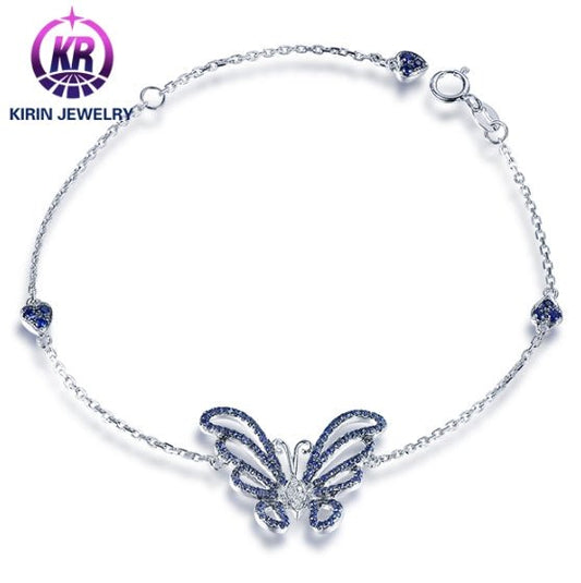 18K gold gemstone bracelet butterfly with sapphire diamond_KB40810 Kirin Jewelry