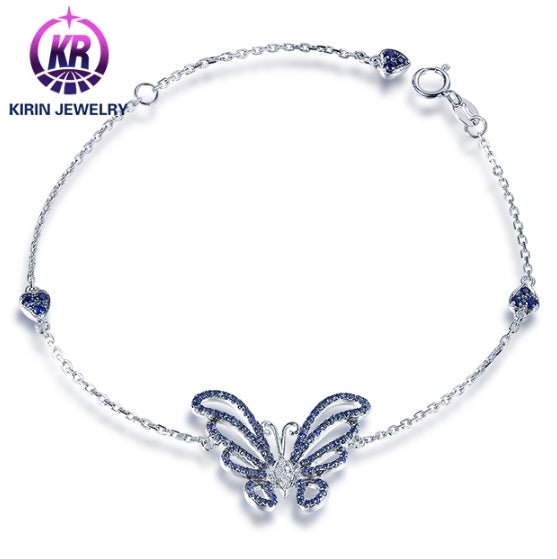 18K gold gemstone bracelet butterfly with sapphire diamond KB40810