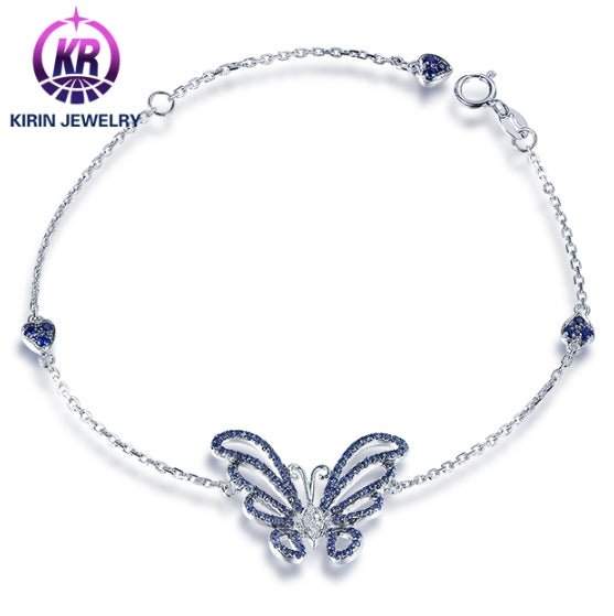 18K gold gemstone bracelet butterfly with sapphire diamond KB40810 Kirin Jewelry