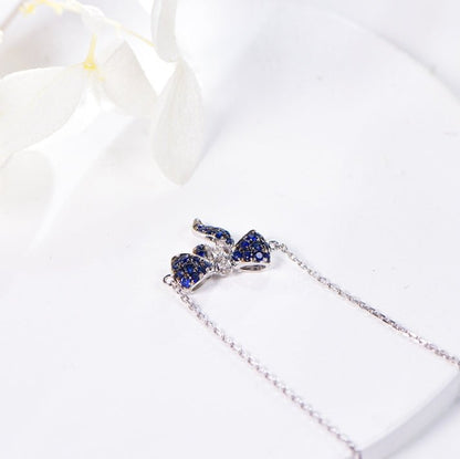 18K gold gemstone pendant butterfly knot with sapphire diamond KP40703 Kirin Jewelry