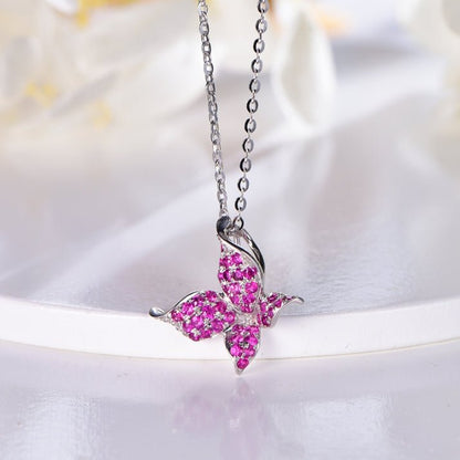 18K gold gemstone pendant butterfly with ruby diamond_KP40702 Kirin Jewelry