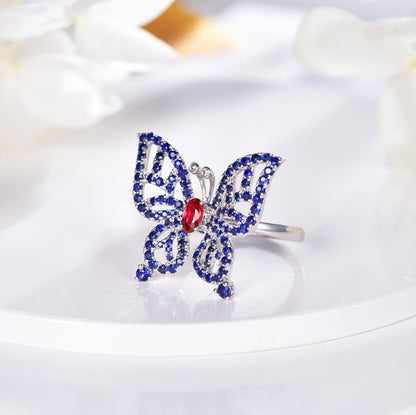 18K gold gemstone ring butterfly with ruby sapphire KR33103 Kirin Jewelry