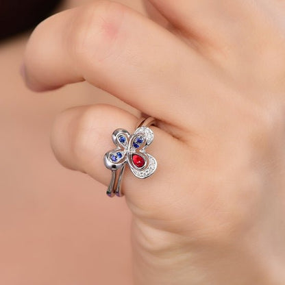 18K gold gemstone ring butterfly with ruby sapphire diamond KR40209 Kirin Jewelry