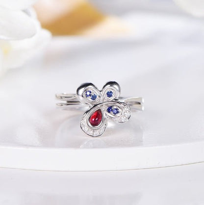 18K gold gemstone ring butterfly with ruby sapphire diamond KR40209 Kirin Jewelry