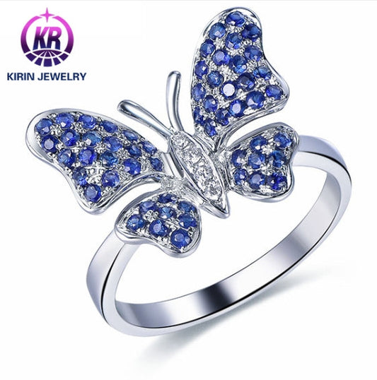 18K gold gemstone ring butterfly with sapphire diamond_KR40206 Kirin Jewelry