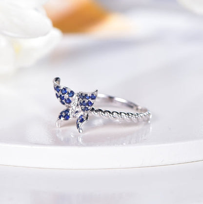 18K gold gemstone ring butterfly with sapphire diamond_KR40207 Kirin Jewelry