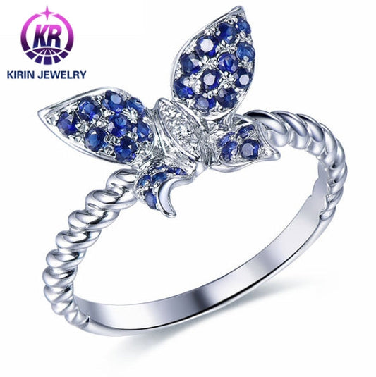 18K gold gemstone ring butterfly with sapphire diamond_KR40207 Kirin Jewelry