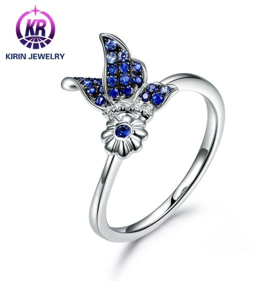 18K gold gemstone ring butterfly with sapphire diamond_KR60703 Kirin Jewelry