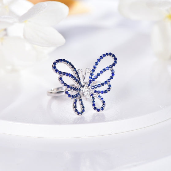 18K gold gemstone ring fashionable_butterfly with sapphire diamond KR40202 Kirin Jewelry