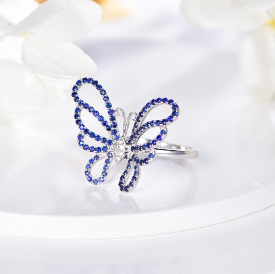 18K gold gemstone ring fashionable_butterfly with sapphire diamond KR40202 Kirin Jewelry