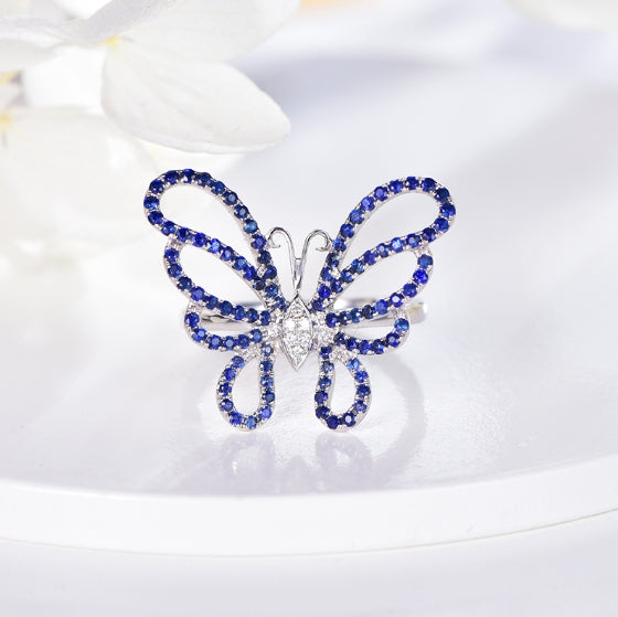 18K gold gemstone ring fashionable_butterfly with sapphire diamond KR40202 Kirin Jewelry