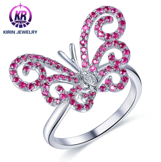 18K gold gemstone ring for party_butterfly with ruby diamond_KR40201 Kirin Jewelry