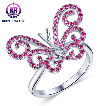 18K gold gemstone ring for party_butterfly with ruby diamond_KR40201 Kirin Jewelry