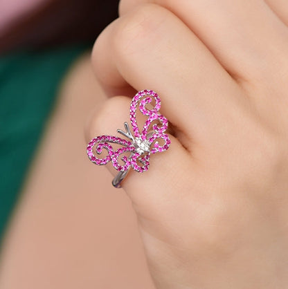 18K gold gemstone ring for party_butterfly with ruby diamond KR40201 Kirin Jewelry