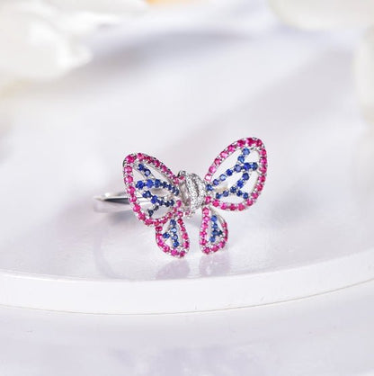 18K gold gemstone ring for party_butterfly with ruby sapphire diamond KR33107 Kirin Jewelry