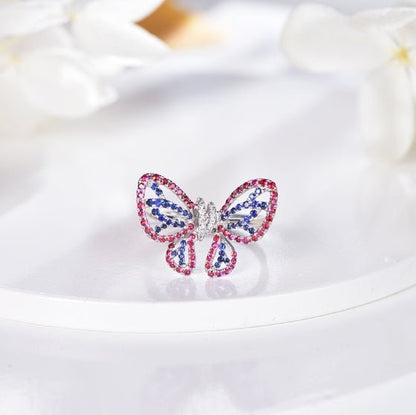 18K gold gemstone ring for party_butterfly with ruby sapphire diamond KR33107 Kirin Jewelry