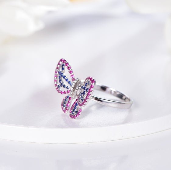 18K gold gemstone ring for party_butterfly with ruby sapphire diamond KR33107 Kirin Jewelry