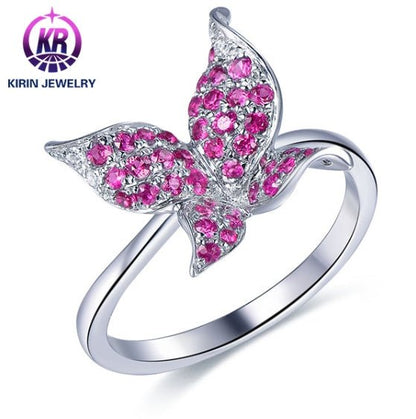 18K gold gemstone ring for women_butterfly with ruby diamond KR40203 Kirin Jewelry