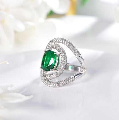 18K gold gemstone ring with emerald diamond KR41402 Kirin Jewelry