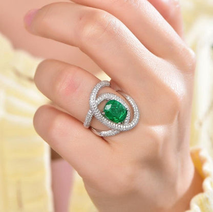 18K gold gemstone ring with emerald diamond KR41402 Kirin Jewelry