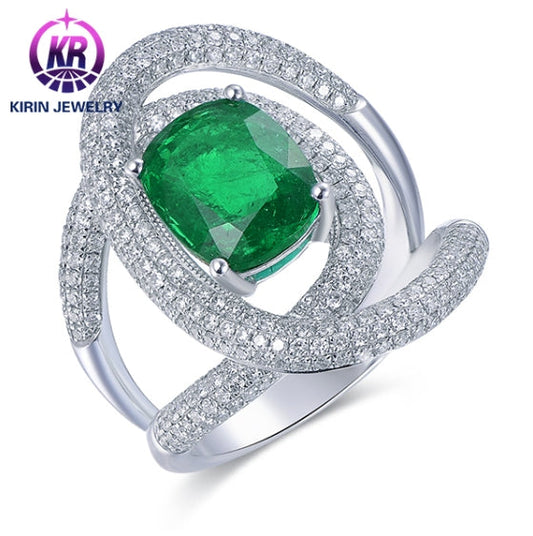 18K gold gemstone ring with emerald diamond KR41402 Kirin Jewelry