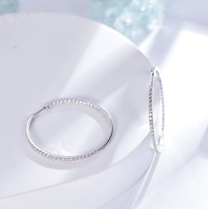 18K white gold hoop earrings with diamonds 01 Kirin Jewelry