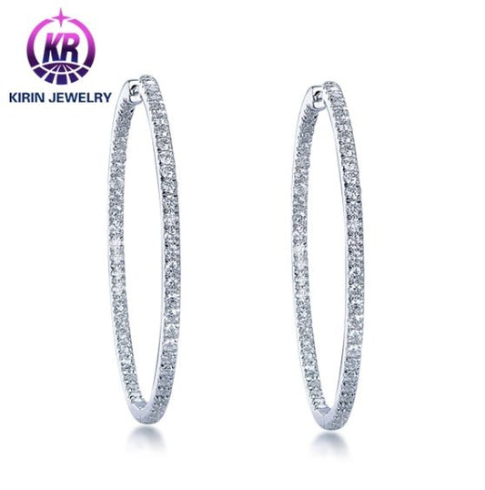 18K white gold hoop earrings with diamonds 01 Kirin Jewelry