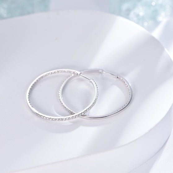 18K white gold hoop earrings with diamonds 01 Kirin Jewelry