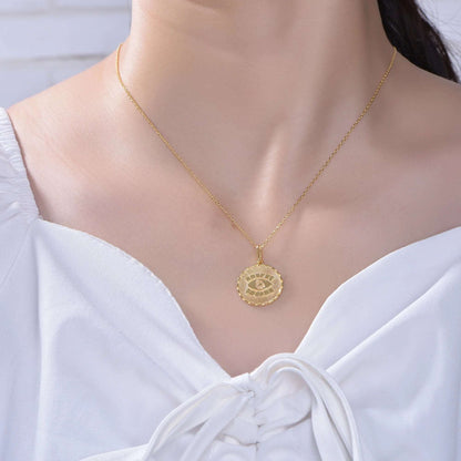 18k gold chain evil eye necklace charms evil eye necklace pendant gold plated evil eye pendant Kirin Jewelry