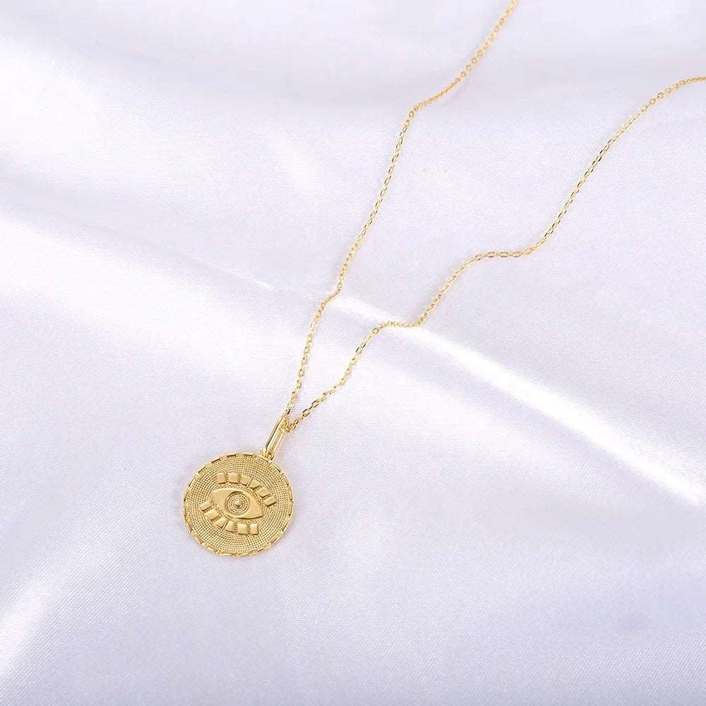 18k gold chain evil eye necklace charms evil eye necklace pendant gold plated evil eye pendant Kirin Jewelry
