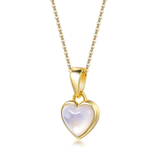 18k gold pendant mother of pearl and gold chain necklace shell pearl necklace heart big pearl necklace Kirin Jewelry