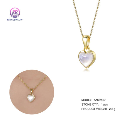 18k gold pendant mother of pearl and gold chain necklace shell pearl necklace heart big pearl necklace Kirin Jewelry