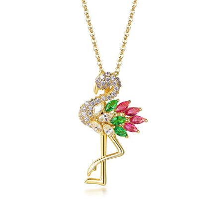 silver 18k gold plated bird necklace for women Cute Flamingo Necklace Gifts