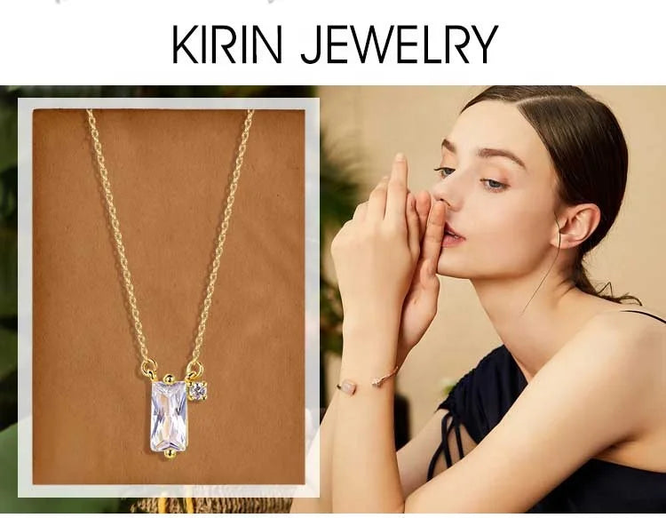 18k gold plated zircon pendant choker necklace 18K gold necklace chain Crystal Pendant AAA zircon pendant Kirin Jewelry