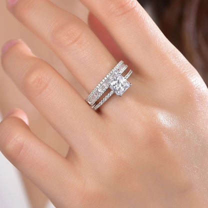 18k white gold wedding ring 925 silver engagement rings set 925 wedding ring set Kirin Jewelry