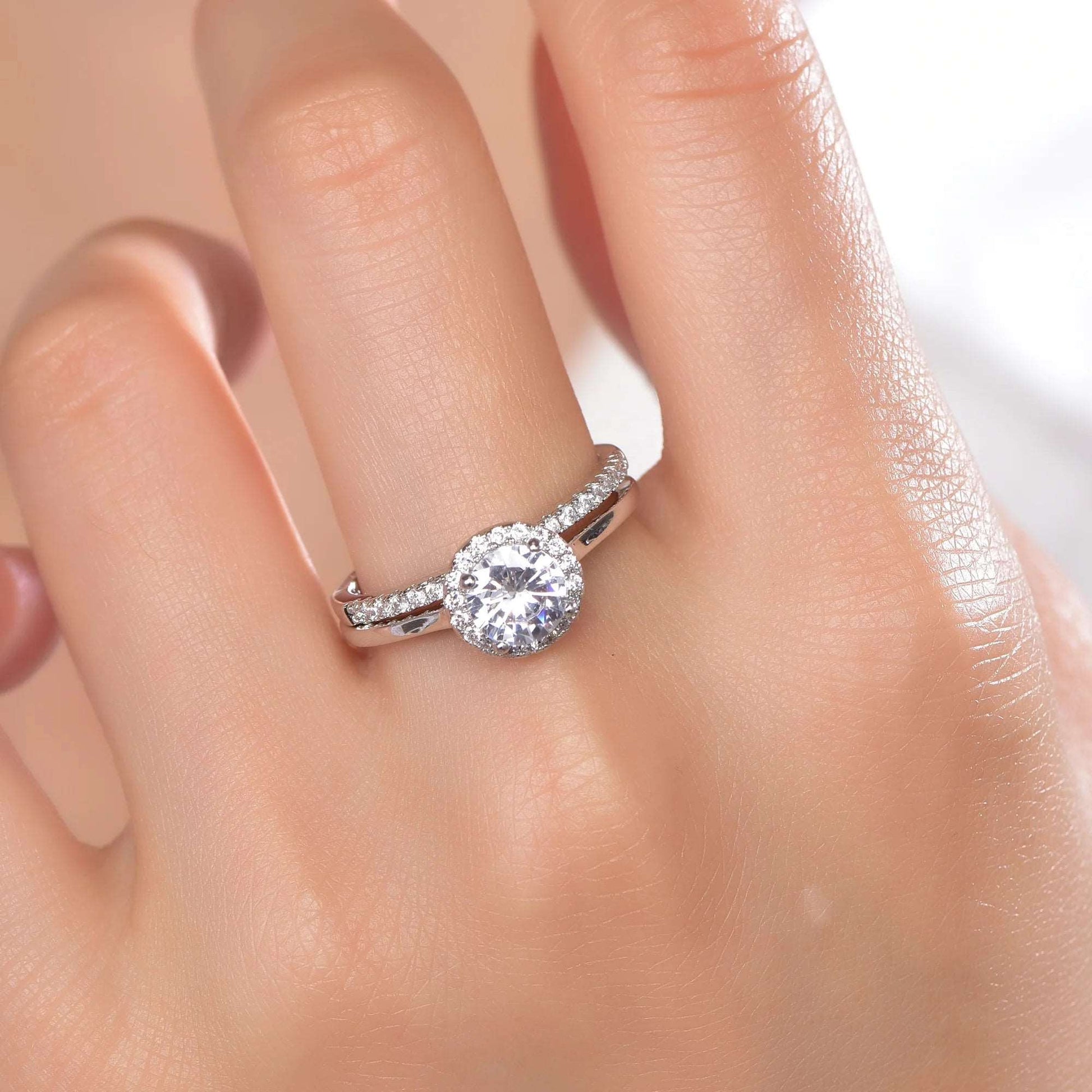 18k white gold wedding ring 925 silver engagement rings set 925 wedding ring set Kirin Jewelry